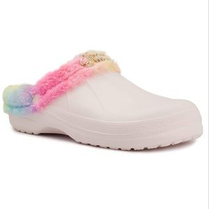 JUICY COUTURE Crown LOGO Furr Lined Clogs• 5 SIZES
